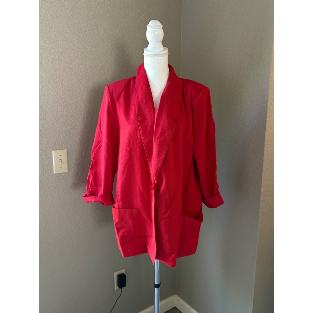 Radcliffe Vintage Red Blazer Jacket Womens 16 Single Button Oversized 80s 90s